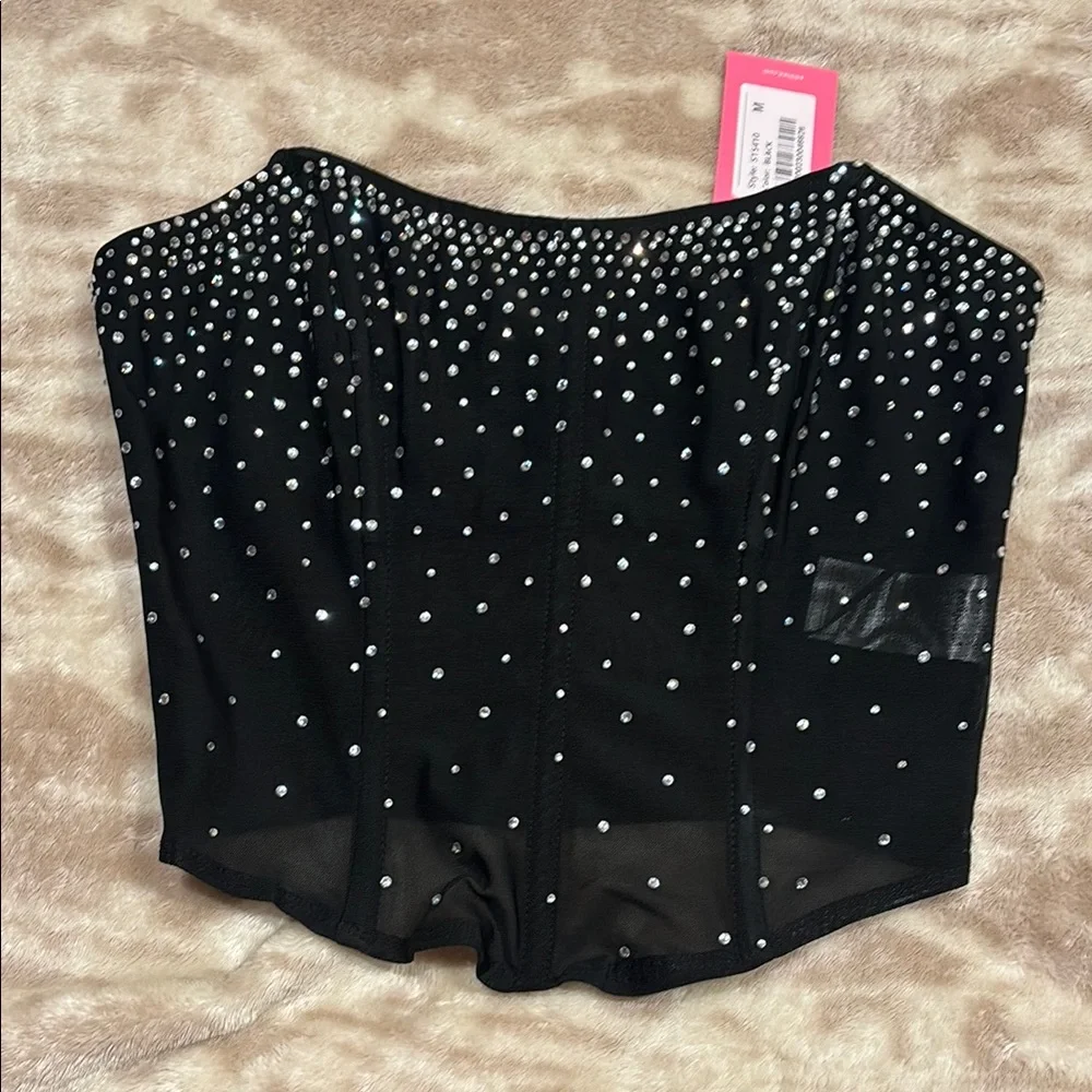 Edikted Black Embellished Bustier Bodysuit - Picture 2 of 5